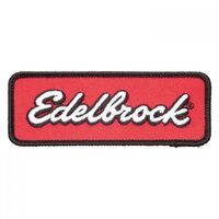 Edelbrock Patch Iron-on or Sew-on Red Background Black Trim Logo 1.50 in. Width 4.00 in. Length Each EB189223