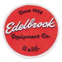 Edelbrock Patch Iron-on or Sew-on Red Background White Trim Since 1938 Logo 3.50 in. Width 3.50 in. Length Each EB189224