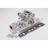 Edelbrock Carburetor and Manifold Combo Performer Manifold 500 cfm AVS2 Carb EnduraShine For Ford 289 302 Kit EB20314