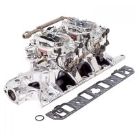 Edelbrock Carburetor and Manifold Combo Performer RPM Air-Gap Dual Quad Manifold 500 cfm AVS2 Carbs EnduraShine For Ford 289 302 Kit EB20354