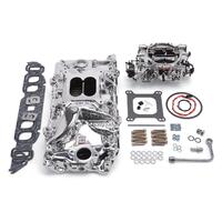 Edelbrock Carburetor and Manifold Combo Performer RPM Manifold 800 cfm AVS2 Carb EnduraShine For Chevrolet Big Block Oval Port Kit EB20624