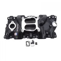 Edelbrock Intake Manifold Performer Dual Plane Aluminium Black Square/Spread Bore For Chevrolet 5.0 5.7L Each EB21043