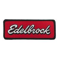 Edelbrock Patch Iron-on or Sew-on Red Background Black Trim Logo 1.75 in. Width 4.50 in. Length Each EB2348