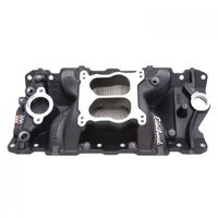 Edelbrock Intake Manifold Performer Air-Gap Dual Plane Aluminium Black Square/Spread Bore For Chevrolet Small Block Each EB26013