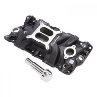 Edelbrock Intake Manifold Performer EPS Dual Plane Aluminium Black Powdercoat Square Bore For Chevrolet Small Block Each EB27033