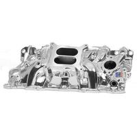 Edelbrock Intake Manifold Performer EPS Dual Plane Aluminium EnduraShine Square Bore For Chevrolet Small Block Each EB27034