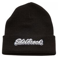 Edelbrock Hat Beanie Black Acrylic Script Adult One Size Fits All Each EB289423