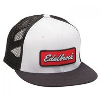 Edelbrock Hat Ball Cap Black/White Acrylic/Nylon Snap Closure Adult One Size Fits All Each EB289425