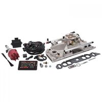 Edelbrock Fuel Injection System Pro-Flo 4 Self-Learning Sequential Multi-Port Satin 550 HP Max With Tablet 1965 and Later BB For Chevrolet Larg EB3583