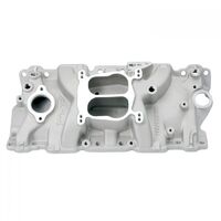 Edelbrock Intake Manifold Performer Dual Plane Aluminium Natural Square/Spread Bore For Chevrolet Small Block Each EB3706