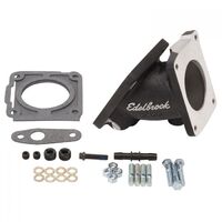 Edelbrock Throttle Body Adapter For Manifolds PN[3821/7126] Black Mini Texture Powdercoating Street Legal EB38353