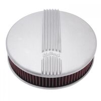 Edelbrock Air Cleaner Assembly Classic Series 14 in. Round Aluminium Satin Logo 3.900 in. Height Each EB41179