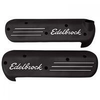 Edelbrock Ignition Coil Covers Aluminium Black Powdercoated Logo For Chevrolet 4.8L 5.3L 6.0L Pair EB41183