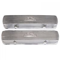 Edelbrock Valve Covers Classic Series Stock Height Aluminium Polished Powdercoated Logo For Pontiac V8 Pair EB4130