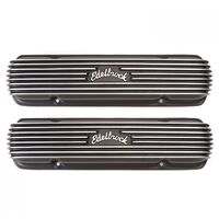 Edelbrock Valve Covers Classic Series Stock Height Aluminium Black Powdercoated Logo For Pontiac V8 Pair EB41303