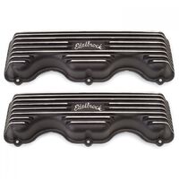 Edelbrock Valve Covers Classic Series Stock Height Cast Aluminium Black Logo For Chevrolet Big Block W Pair EB41403