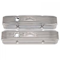 Edelbrock Valve Covers Classic Series Cast Aluminium Polished Logo For Chevrolet Small Block Pair EB4144