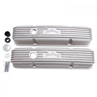 Edelbrock Valve Covers Classic Series Cast Aluminium Satin Logo For Chevrolet Small Block Pair EB41449