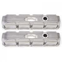 Edelbrock Valve Covers Classic Series Stock Aluminium Polished Logo For Dodge Small Block Magnum Pair EB4177