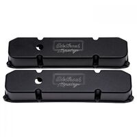 Edelbrock Valve Covers Victor Series Stock Height Aluminium Black Racing Logo For Chrysler For Dodge For Plymouth Mopar Big Block Pair EB41783