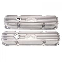 Edelbrock Valve Covers Classic Series Stock Aluminium Polished Finned Logo For Chrysler Big Block Pair EB4192