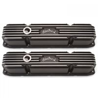 Edelbrock Valve Covers Classic Stock Aluminium Black Finned Logo For Chrysler For Dodge For Plymouth Big Block EB41923