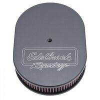 Edelbrock Air Cleaner Assembly Victor Series Oval Aluminium Black Logo 3.75 in. Overall Height Each EB42203