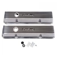 Edelbrock Valve Covers Elite II Series Tall Cast Aluminium Polished Logo For Chevrolet Small Block Pair EB4263