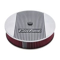 Edelbrock Air Cleaner Assembly Elite II Series Round 14 in. Red Cotton Gauze Pro-Charge Stripe Polished Each EB4268