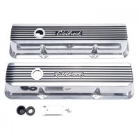 Edelbrock Valve Covers Elite II Series Stock Height Aluminium Polished Logo For Ford Big Block FE Pair EB4277