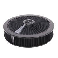 Edelbrock Air Cleaner Assembly Pro-Flo Round 14 in. Black Cotton Gauze Pro-Charge Stripe Black Trim Each EB43662