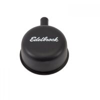 Edelbrock Valve Cover Breather Signature Series Push-In Round Steel Black Logo Each EB4413