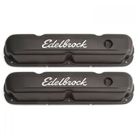 Edelbrock Valve Covers Signature Series Stock Steel Black Powdercoated Logo Mopar Small Block Pair EB4473