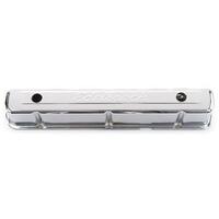 Edelbrock Valve Cover Signature Series Stock Height Steel Chrome Logo For Chevrolet L6 Each EB4477