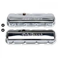 Edelbrock Valve Covers Signature Series Stock Height Steel Chrome Logo For Chevrolet Big Block Pair EB4480