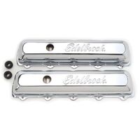 Edelbrock Valve Covers Signature Series Stock Height Steel Chrome Logo For Oldsmobile V8 Pair EB4485