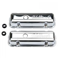 Edelbrock Valve Covers Signature Series Stock Height Steel Chrome Logo For Buick V6 3.8L 4.1L Pair EB4486