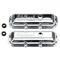 Edelbrock Valve Covers Signature Series Stock Height Steel Chrome Logo For Chevrolet V6 2.8L Pair EB4488