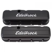 Edelbrock Valve Covers Signature Series Tall Steel Black Powdercoated Logo For Chevrolet Big Block Pair EB4683