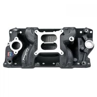 Edelbrock Intake Manifold Performer RPM Air Gap Dual Plane Aluminium Black Square Bore For Chevrolet Small Block Each EB75013