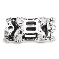 Edelbrock Intake Manifold Performer RPM Air Gap Dual Plane EnduraShine Square Bore For Chevrolet Small Block Each EB75014