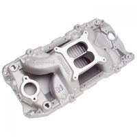 Edelbrock Intake Manifold Performer RPM Air Gap Dual Plane Aluminium Natural For Chevrolet Big Block Oval Port Std. Deck EB7561