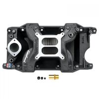 Edelbrock Intake Manifold Performer RPM Air Gap Dual Plane Aluminium Black Square Bore Mopar 318 340 360 EB75763