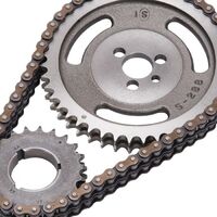 Edelbrock Timing Chain and Gear Set Performer-Link Double Roller Iron/Steel Sprockets For Chevrolet V6/Small Block Set EB7800