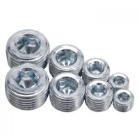 Edelbrock Fittings Pipe Plug Kit Internal Allen Head 1/8in. 1/4in. 3/8in. 1/2in. NPT Steel Zinc Plated Set of 8 EB8052