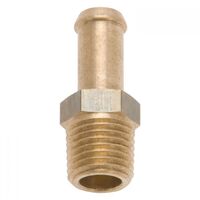 Edelbrock Fitting Adapter Brass Natural Straight 1/4-18 in. NPT Male Threads 3/8 in. Hose Barb Each EB8080