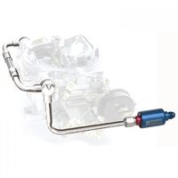 Edelbrock Fuel Line Steel Thunder Series AVS Blue Aluminium Filter -6 AN Inlet Dual 5/8-20 in. Outlets Kit EB8133