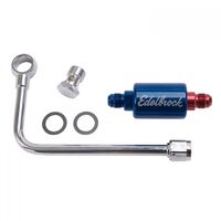 Edelbrock Fuel Line Chrome Steel Thunder and Performer Series Blue Aluminium Filter -6 AN Male Inlet Kit EB8134