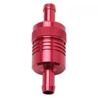 Edelbrock Fuel Filter Aluminium Street Inline Red Anodized Sintered Bronze Element 3/8 in. Hose Barb Inlet/Outlet EB8139