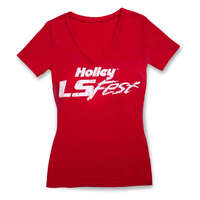 Holley T-Shirt Short Sleeve LS Fest V-Neck Cotton Ladies' Large Cotton Red HL10139-LGHOL